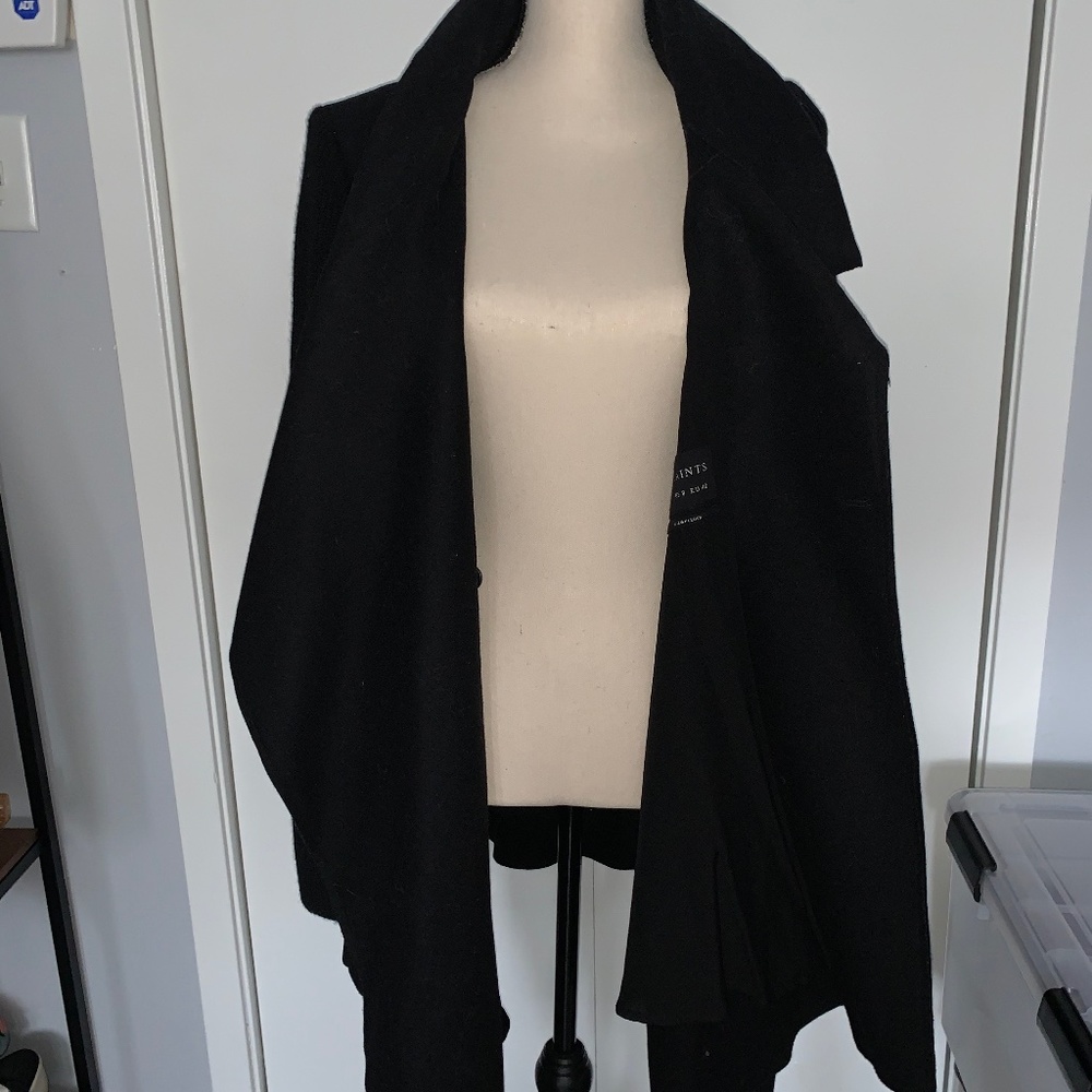 ALLSAINTS Monument Ribbed Coat in Black-Size US 8